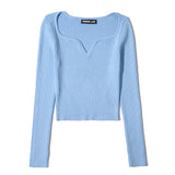 Women Fall Fall Fall Six Colors Peach Collar Thread Knitted Vest Slim-Fit Crop-Top