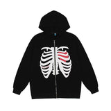 Skeleton Varsity Jacket Sweater Zipper Fleece Clothes