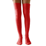 Winter Chunky Cable Thick Knit Thigh High Socks Long Stockings Boot Knitted Socks over the Knee Lengthened Stockings