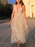 Bridesmaid Dress Spring/Summer Women'S Long Dress Sexy Strap Embroidered Sleeveless Dress Gown