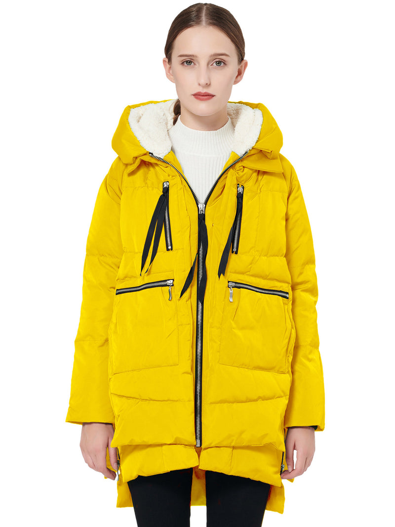 Women Winter Coats Cotton-Padded Coat Long Sleeve Hood Warm Thick Mid-Length Cotton Clothes Women's Clothes