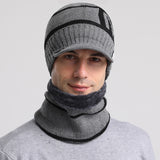 Men Winter Hats Men's Winter Fleece-Lined Thickened All-Matching Knitted Wool Hat