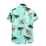 Men Hawaii Shirts Men's Light Green Short Sleeve Fashion Casual Shirt