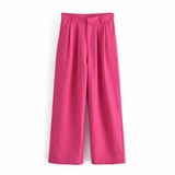 Women Fall Fall Two-Color Blogger Double Breasted Suit High Waist Casual Pants Suit