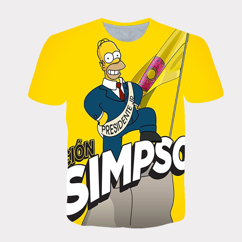 Homer Simpson Shirt Fashion Summer Printed T-shirt Casual Short Sleeve