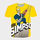 Homer Simpson Shirt Fashion Summer Printed T-shirt Casual Short Sleeve