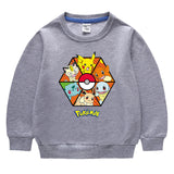 Children Pokemon Pikachu Hoodie round Neck Sweater Cotton Neutral