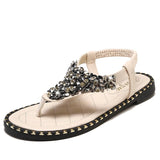 Women Open Toe Sandals Flats Large Size Bohemian Flat Beach Sandals for Women Summer