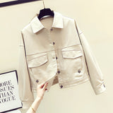 Women PU Leather Jacket Biker Motorcycle Coat Leather Coat Women's Spring and Autumn F Motorcycle Clothing PU Leather Jacket