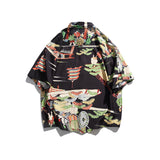 Men T Shitrs Summer Printed Shirt Casual Lapel Short Sleeve Men