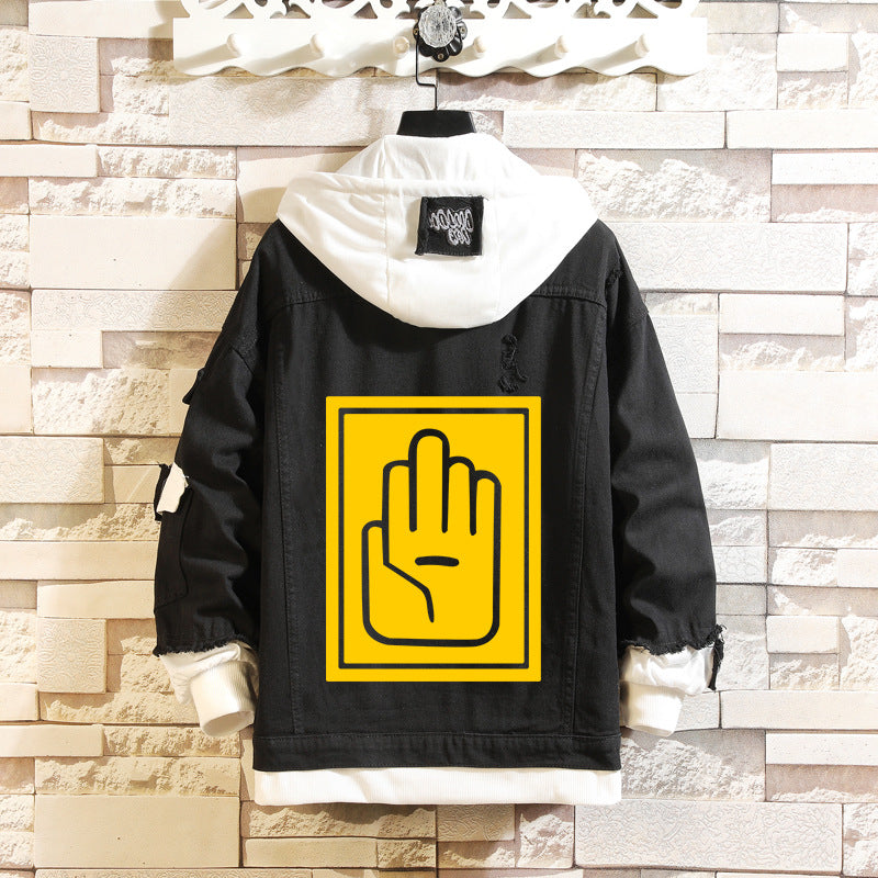 Comic Denim Jacket Spring and Autumn Clothes Tops