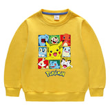 Children Pokemon Pikachu Hoodie round Neck Sweater Cotton Neutral
