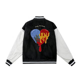 Green Varsity Jacket Autumn and Winter Flocking Embroidered Baseball Uniform Jacket Men and Women Street Stitching Jacket