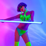 Women Rave Outfits Tops Sexy Big Show Collar Dancing Dress Stage Wear
