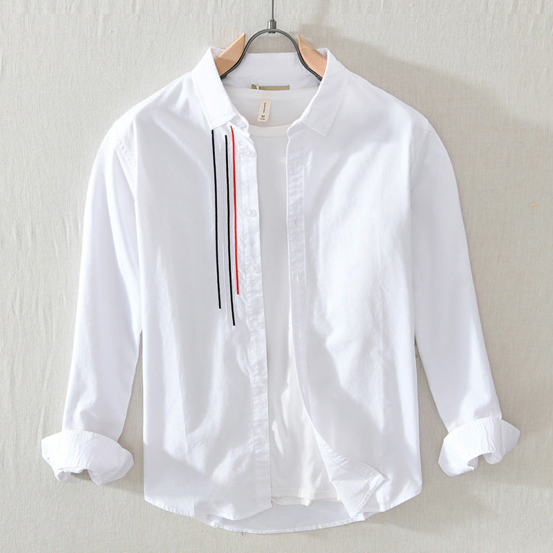 White Work Shirts Men's Casual Square Collar Shirt