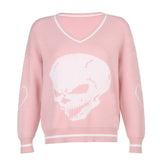 Preppy Aesthetic Sweater Heart V-neck Loose Fashion Knitwear