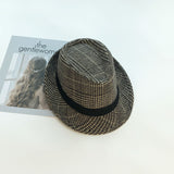 Italian Fedora Hats Plaid Woolen Hat Autumn and Winter Fedora Hat Men
