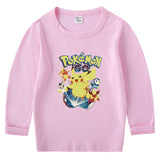 Children Pokemon Pikachu Hoodie Cotton T-shirt Crew Neck