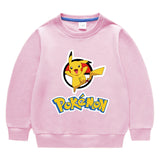 Children Pokemon Pikachu Hoodie Spring and Autumn Solid Color round Neck Sweater