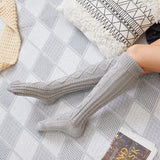 Winter Chunky Cable Thick Knit Thigh High Socks Long Stockings Boot Solid Color Knee Socks Mid-Calf Length Loose Socks