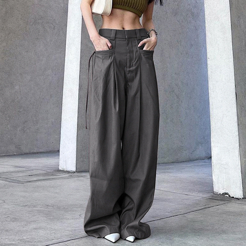 Julia Fox Low Rise Trousers Retro Wide Casual Trousers