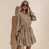 Women's Fall Outfits Long-Sleeved Dress Short Skirt