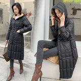 Women Winter Coats Puffer Jacket Down Coat Winter Positive and Negative Double-Sided Wear Thin Hood Warm White Duck Down