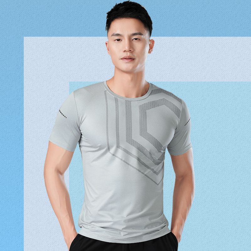 Sweat Wicking Shirt Sports T-shirt Men's Short Sleeve round Neck Boys Casual Summer