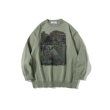 Mens Fall Outfits Retro Alphabet round Neck Knitted Jacket Oversize Pullover Sweater for Men and Women