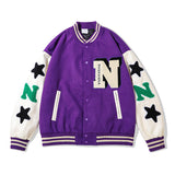 Mens Fall Outfits Couple Baseball Jacket Leopard Pattern Bear Stitching Embroidery Street Loose Sports Jacket Men