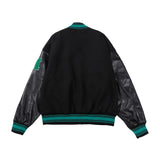 Orange Varsity Jacket Machine Embroidery PU Leather Stitching Baseball Uniform Spring and Autumn Coat Men's and Women's Jacket