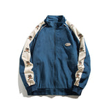 Vintage Letterman Jacket Corduroy Stand Collar Men's Loose Couple Stitching Sports Jacket Men