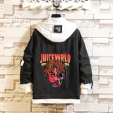 Comic Denim Jacket Printed Fashionable Loose Men's Hooded Jacket