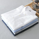 White Work Shirts Autumn Solid Color Oxford White Square-Cut Collar Loose Men's Shirt