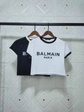 T Shirt Balmain Spring/Summer Flocking Letter Cotton Short T-shirt for Women