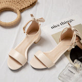 Flat Dress Sandals Summer Low Heel Round Toe Bowknot Buckle Sandals for Women