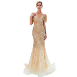 Olivia Wilde Dress Slim-Fit Fishtail Skirt Sexy V-neck Gold Long Dress