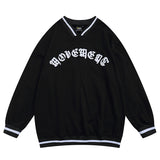 Baby Blue Varsity Jacket American Retro Loose Couple V-neck Baseball Uniform