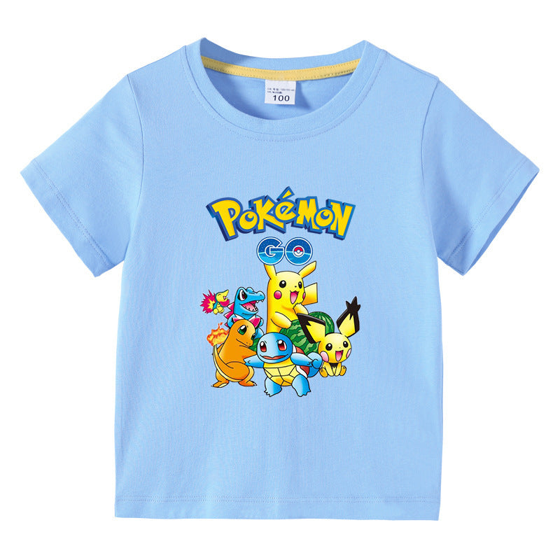 Children Pokemon Pikachu T Shirt Summer Cotton Short Sleeve T-shirt