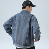 Denim Varsity Jacket Vintage Denim Jacket Male Autumn and Winter Loose Versatile Casual Jacket