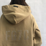 Fog Fear of God Essentials Hoodie Fg7c Flocked Printed Loose-Fitting Hoodie Male