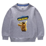 Children Pokemon Pikachu Hoodie Baby Cotton Top Children Pikachu round Neck