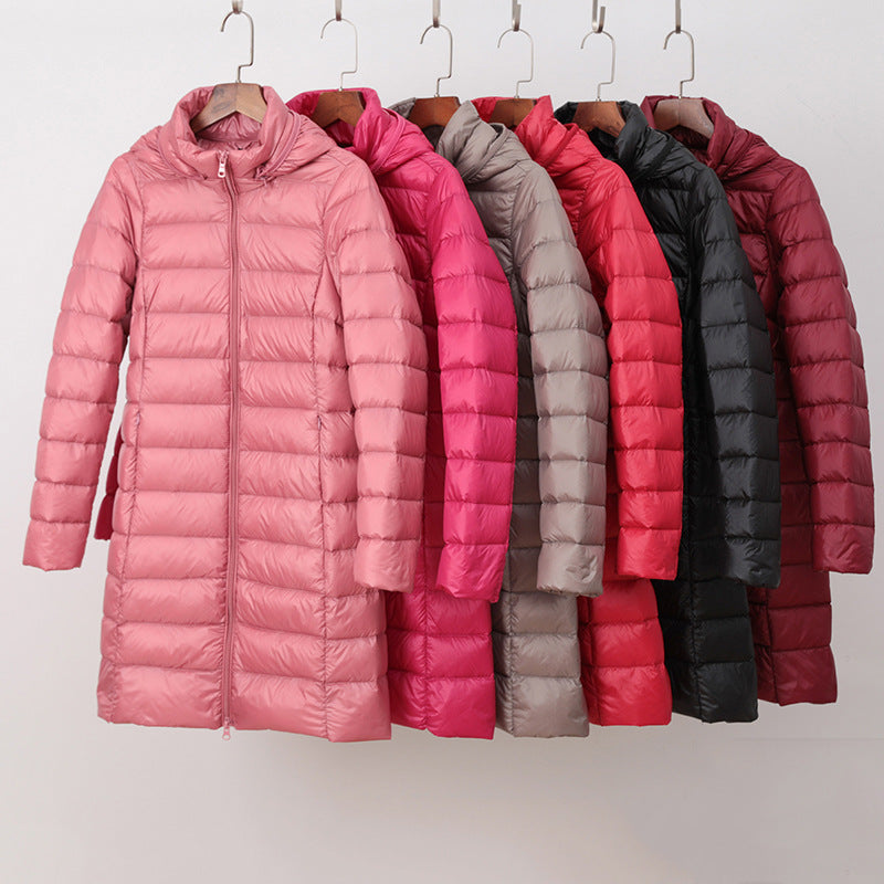 Women Winter Coats Puffer Jacket Down Coat Autumn and Winter Lightweight Women's Mid-Length Hooded Detachable Cap Lightweight Coat