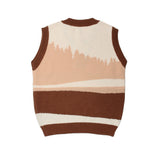 Men Sweater Vest Polar Bear Embroidery Color Matching Sweater Vest Men's Loose V-neck Sleeveless Vest Coat