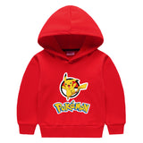 Children Pokemon Pikachu Hoodie Fleece Thickened Hooded Sweatshirt