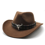 Cowboy Hats Jazz Top Hat Men and Women Autumn and Winter Felt Cap Broad-Brimmed Hat