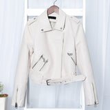 Women PU Leather Jacket Biker Motorcycle Coat Spring Leather Punk Leather Short Chic Coat
