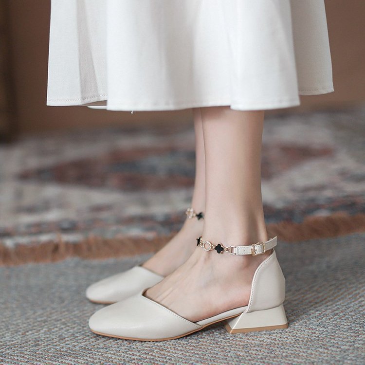 Nude Strappy Block Heels