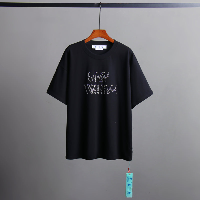 Off Whtie T Shirts Three-Dimensional Color Arrow Print Male And Female Trendy Brand Short Sleeve