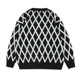Mens Fall Outfits Contrast Color Check round Neck Sweater Men's and Women's Loose Couple Pullover Sweater